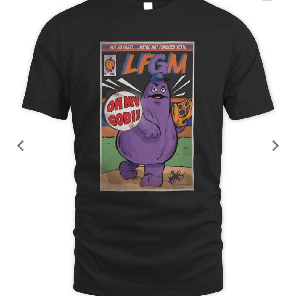 BNWT Not Finished Yet NY Mets Grimace Playoff Tee by Barstool Sports Unisex L